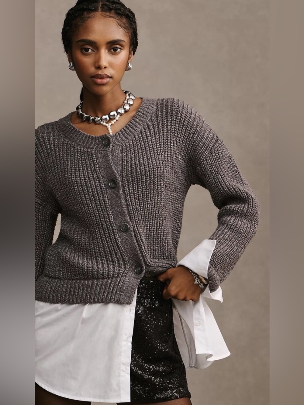 Anthropologie Cropped Twofer Cardigan Sweater